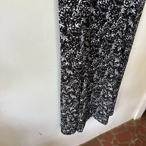 Christopher & Banks Maxi Dress Womens 10 Black White Floral Button Front Y2K - Picture 3 of 10